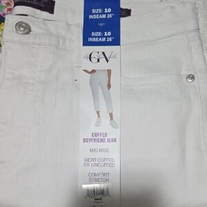 Gloria Vanderbilt White Cuffed Boyfriend Jeans